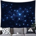 Abstract deep blue starry galaxy tapestry with geometric molecular patterns above sofa - 150x100cm / Peach Skin / Style 2 (Blue Starry Molecule)