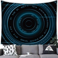 Arazzo cyberpunk astratto con anelli di codice binario blu per decorazione murale - 15 / 100x70(Pelle di Pesca)