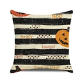 Retro Halloween kussensloop met pompoengezichten en Trick or Treat strepen - Vintage Distressed Halloween Woorden Pompoen