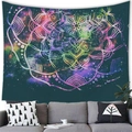 Arazzo mandala spaziale con motivi nebulosi colorati appeso sopra un moderno divano di casa - Mandala Cielo Stellato (G035) / 150x100(Pelle di Pesca)