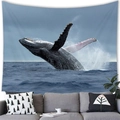 Arazzo da parete con una maestosa balena che salta fuori dall'acqua blu dell'oceano - 150x100(Pelle di Pesca) / Balena Megattera Che Salta (2)