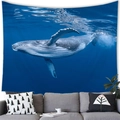 Detail of whale tapestry showing fine texture and ripples on a gray wall above a sofa - 100x70(Peach Skin) / Azure Sea Humpback Whale (9)