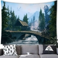 Dettaglio dell'arazzo da parete con stampa ad alta definizione di paesaggio fantasy - 100x70(Pelle di Pesca) / Paesaggio di Rovine Magiche Epiche (28)