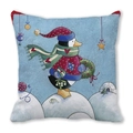 Merry Christmas peach skin pillowcase featuring cute penguin in winter outfit design - 18x18 Inch / Penguin and Eskimo Igloo Style (33)