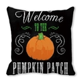Black Halloween pumpkin patch throw pillow cover with Welcome To The Pumpkin Patch text - Pumpkin Patch Welcome Style (32)