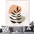 Modern Nordic abstract plant tapestry with orange and green geometric shapes over a sofa - 100x70(Peach Skin) / Minimalist Morandi Color Block Style (5)