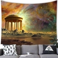 Arazzo con pianeti e cielo stellato con architettura classica per decorazioni murali - 3 / 200x150(Peluche Corto)