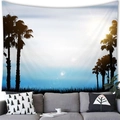 Tropical sunset beach tapestry featuring palm tree silhouettes in a modern living room - 100x70(Peach Skin) / Style 17
