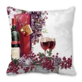 Christmas cushion cover featuring oil painting style wine and festive gift pattern - 45x45cm / Festive Wine and Gift Bag / 14