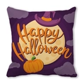 Lila Halloween-Kissenbezug mit Hexenhut und Kürbis auf weichem Pfirsichhaut-Gewebe - Violetter Mond Halloween (26) / 45x45 cm