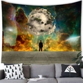 Arazzo da parete scenario planetario surreale sopra divano grigio per interni - 200x150cm / Style 18 (Peach Skin Fabric)