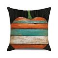 Vierkante Halloween kussenhoes met vintage houten pompoenpatroon op donkere basis - Vintage Patchwork Houtnerf Pompoen