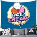 Watercolor ice cream tapestry wall hanging for living room with cartoon pattern - 100X70 / Navy Blue Ice Cream Cone
