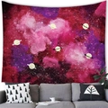 Tapestry for wall decoration featuring a pink and purple starry sky with ringed planets - 100x70(Peach Skin) / Pink Purple Ringed Planet Style (11)