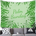 Tapisserie murale feuilles de palmier tropical avec lettrage vert Palm Sunday - 100X70 / Style Manuscrit Dimanche des Rameaux (12)