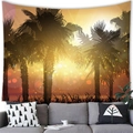 Tropical sunset beach tapestry featuring black palm silhouettes and vibrant orange gradient - 100x70(Peach Skin) / Style 19
