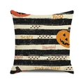 Halloween kussenhoes met zwarte strepen en feestelijke patronen van pompoenen - Amerikaanse Vintage Gestreepte Pompoen Citaten