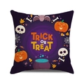 Trick or Treat Halloween Kissenbezug mit Kürbis Totenkopf und Fledermaus auf Lila Stoff - Lila Trick or Treat (23)