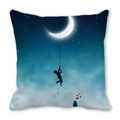 Halloween Deko-Kissen mit Sternenhimmel und Mondsichel-Druck für Sofa und Heim - Verträumte Sternenhimmel-Silhouette (29) / 45x45 cm
