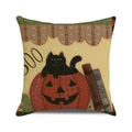 Halloween kussenhoes met zwarte kat, pompoen lantaarns en BOO magic ontwerp - Zwarte Kat Pompoen Toverboek
