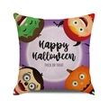 Halloween Kissenhülle mit Happy Halloween Aufdruck und Cartoon-Charakteren - Mondhintergrund Halloween Charaktere (24)