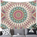 Bohemian geometric mandala tapestry wall hanging with colorful sunburst patterns for home decor - 150x100(Peach Skin) / Teal and Yellow Mandala (2)