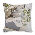 Square peach skin pillow with vintage German postcard and lace heart pattern - Retro German Postcard (19)