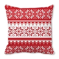Detail of red and white Nordic geometric pattern on Christmas peach skin pillowcase - Red White Geometric Snowflake (9)