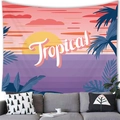 Tenture murale paysage tropical de coucher de soleil avec palmiers et montagnes - 100X70 / Scène de Coucher de Soleil Tropical (15)