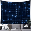 Arazzo tech blu scuro con griglia digitale e motivo geometrico neon fluorescente - 11 / 100x70(Pelle di Pesca)