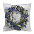 Merry Christmas peach skin pillowcase with floral wreath and white wooden shutters design - Blue Cornflower and Heart (21)
