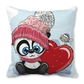 Cartoon panda and bird decorative pillow case for Christmas home sofa decor - Panda Holding Heart and Purple Bird (Style 20)