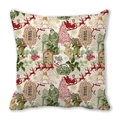 Vintage Christmas throw pillow cover featuring Santa, reindeer and angel on peach skin fabric - Vintage Christmas Painting (21)