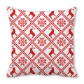 Christmas reindeer and snowflake pattern throw pillow with red and white Nordic design - Red White Checkered Reindeer (25)