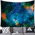 Space mandala wall tapestry featuring nebula patterns over a modern grey sofa - 8 / 100x70(Peach Skin)