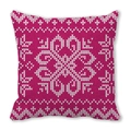 Square peach skin pillowcase with Nordic style pink and white snowflake knitting pattern - Rose Red White Snowflake (6)