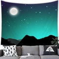 Colorful starry night sky tapestry with aurora and mountain silhouette for home decor - 100x70(Peach Skin) / Aurora Borealis Natural Starry Sky Style (19)