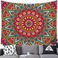 Bohemian tapestry with vibrant colorful geometric mandala pattern for wall decor - 150x100(Peach Skin) / Vibrant Multi-color Mandala (1)