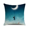 Halloween Kissenhülle mit Mondsilhouette und Sternenhimmel Motiv für Sofadekoration - Mond-Silhouette Kletter-Design (29)