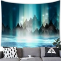 Wall hanging tapestry featuring a Nordic forest snow scene with aurora borealis design - 100X70 / Nordic Forest Snow Scene (12)