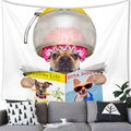 Dettaglio dell'arazzo con bulldog francese sopra un moderno divano grigio scuro - 100x70(Pelle di Pesca) / Stile Cane Diva Asciugacapelli (12)