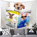 Dettaglio dell'arazzo Jack Russell Terrier che legge riviste sopra un divano grigio - 100x70(Pelle di Pesca) / Stile Cane da Bagno (11)