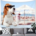 Arazzo da parete Beagle in vacanza estiva con occhiali da sole e drink rosa - 100x70(Pelle di Pesca) / Stile Beagle Bevanda Estiva (9)