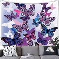 Tapiz de pared de mariposas en acuarela tonos púrpura y azul para decoración de salón - Estilo 6 / 150x100(Piel de Melocotón)