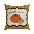 Herfst Harvest Welcome kussenhoes met pompoenontwerp op linnenachtige textuur - Harvest Welcome Realistische Pompoenen