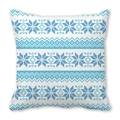 Blue Nordic snowflake pattern on white peach skin velvet decorative sofa pillowcase - Blue White Pixel Snowflake (11)