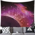 Space mandala wall tapestry with purple nebula and geometric icons above a modern sofa - 23 / 100x70(Peach Skin)