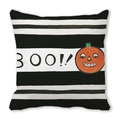 Halloween Kissenbezug mit schwarz-weißen Streifen, Kürbis und Boo Aufschrift - Schwarz Weiß Streifen Kürbis BOO (37) / 45x45 cm