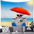 Arazzo acquerello con Jack Russell Terrier che si rilassa su una sedia a sdraio al mare - Cane che Legge il Giornale (Stile 1) / 150x100cm