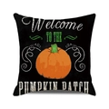 Halloween kussenhoes met oranje pompoenprint op zwarte vierkante stoffen kussensloop - Welcome To The Pumpkin Patch (Zwart)